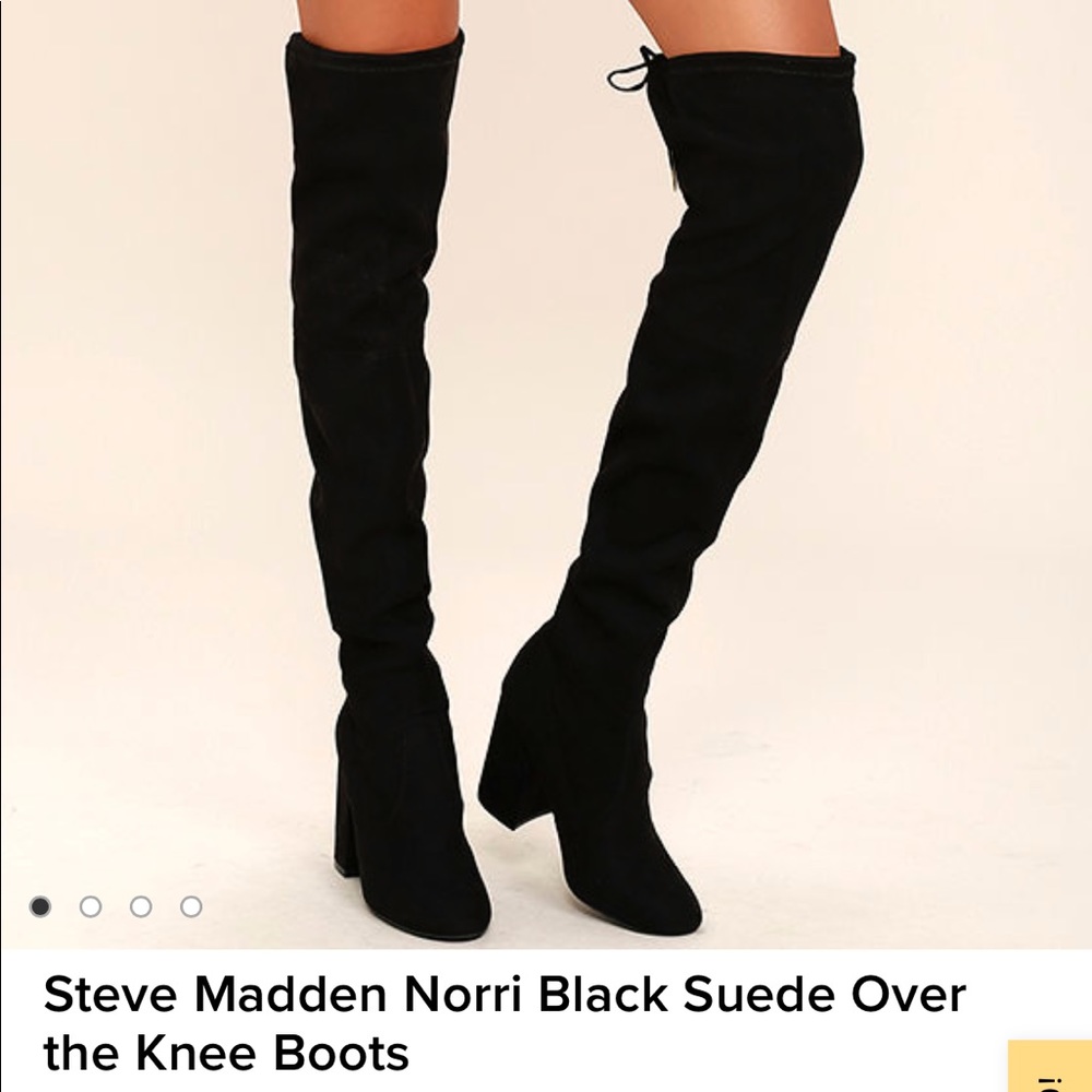 Steve Madden Norri Black Suede Over the Knee Boots